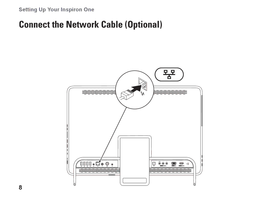 Dell W01C002, W01C001 setup guide Connect the Network Cable Optional 