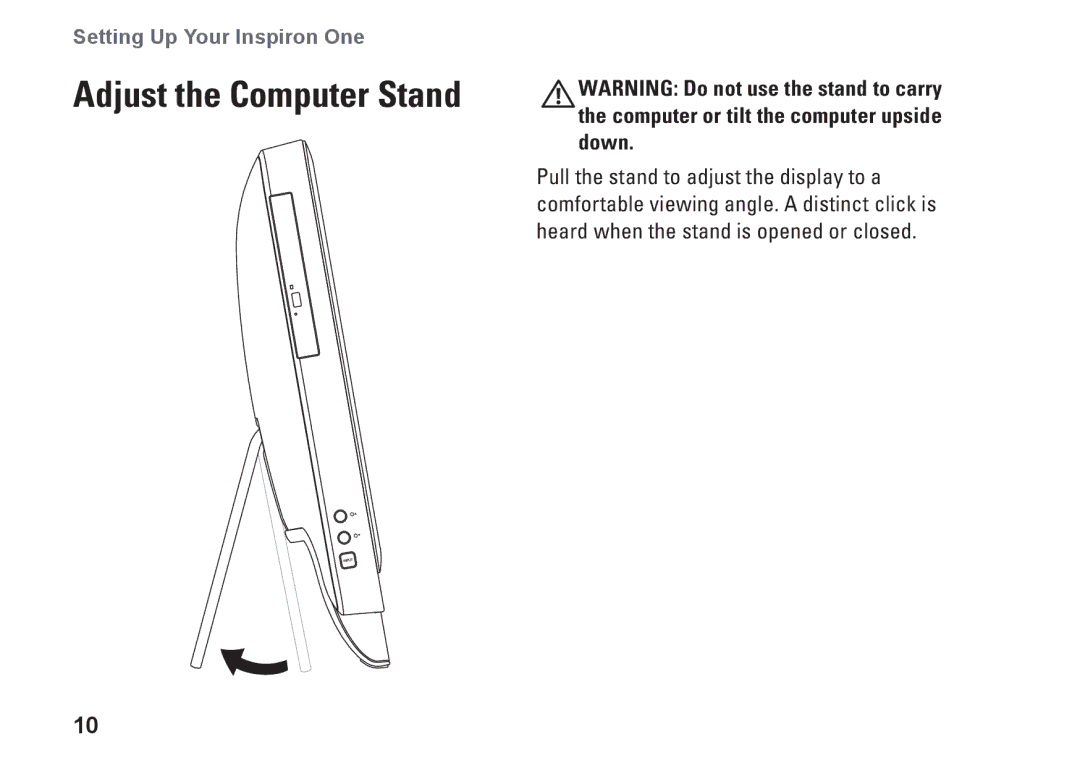 Dell W01C002, W01C001 setup guide Adjust the Computer Stand 