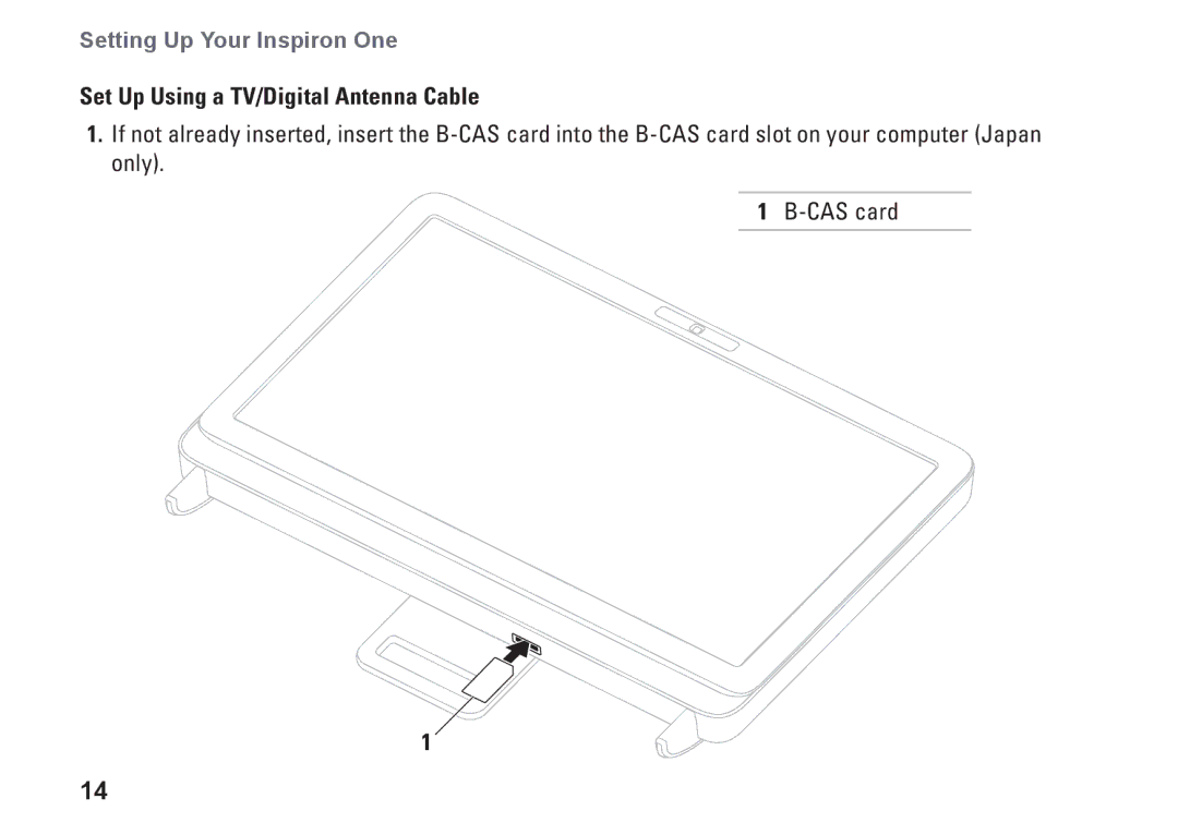 Dell W01C002, W01C001 setup guide Set Up Using a TV/Digital Antenna Cable 