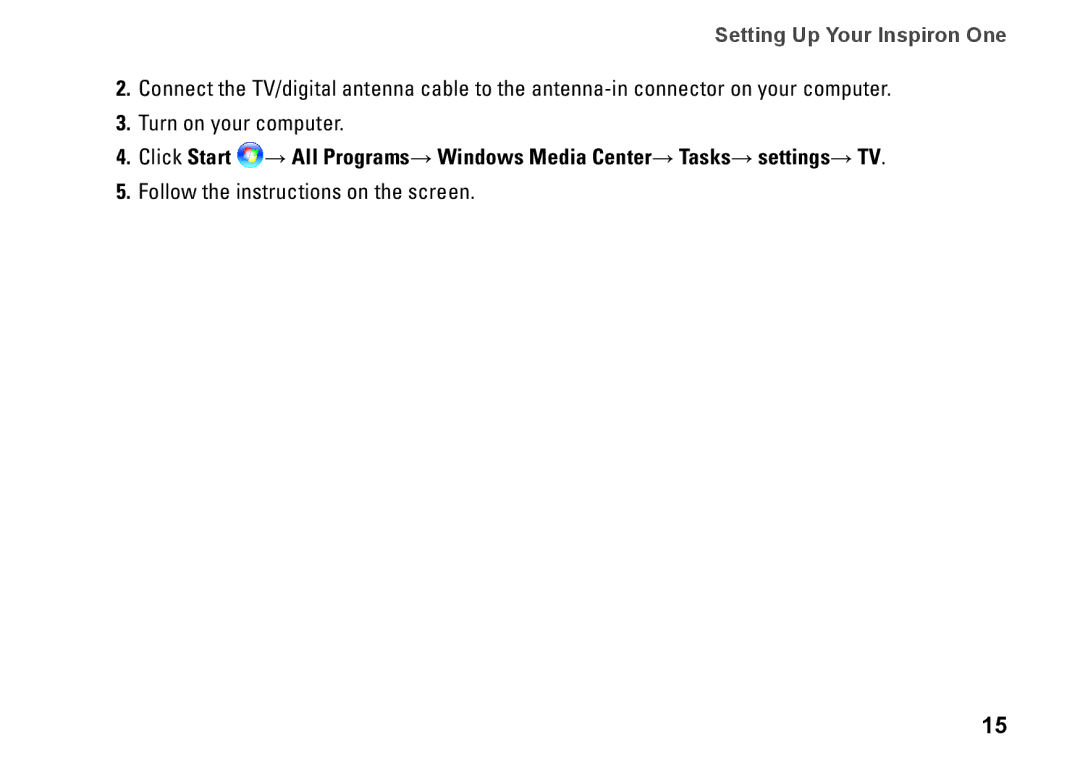 Dell W01C001, W01C002 setup guide Setting Up Your Inspiron One 