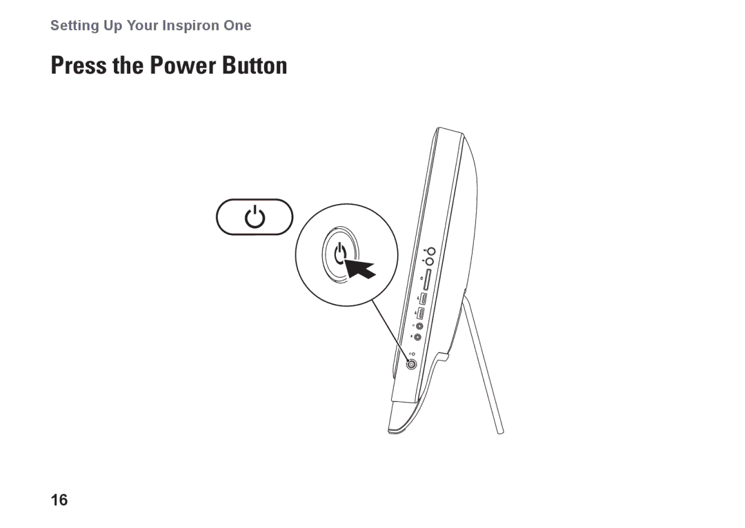 Dell W01C002, W01C001 setup guide Press the Power Button 