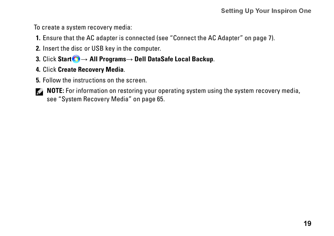 Dell W01C001, W01C002 setup guide Follow the instructions on the screen 