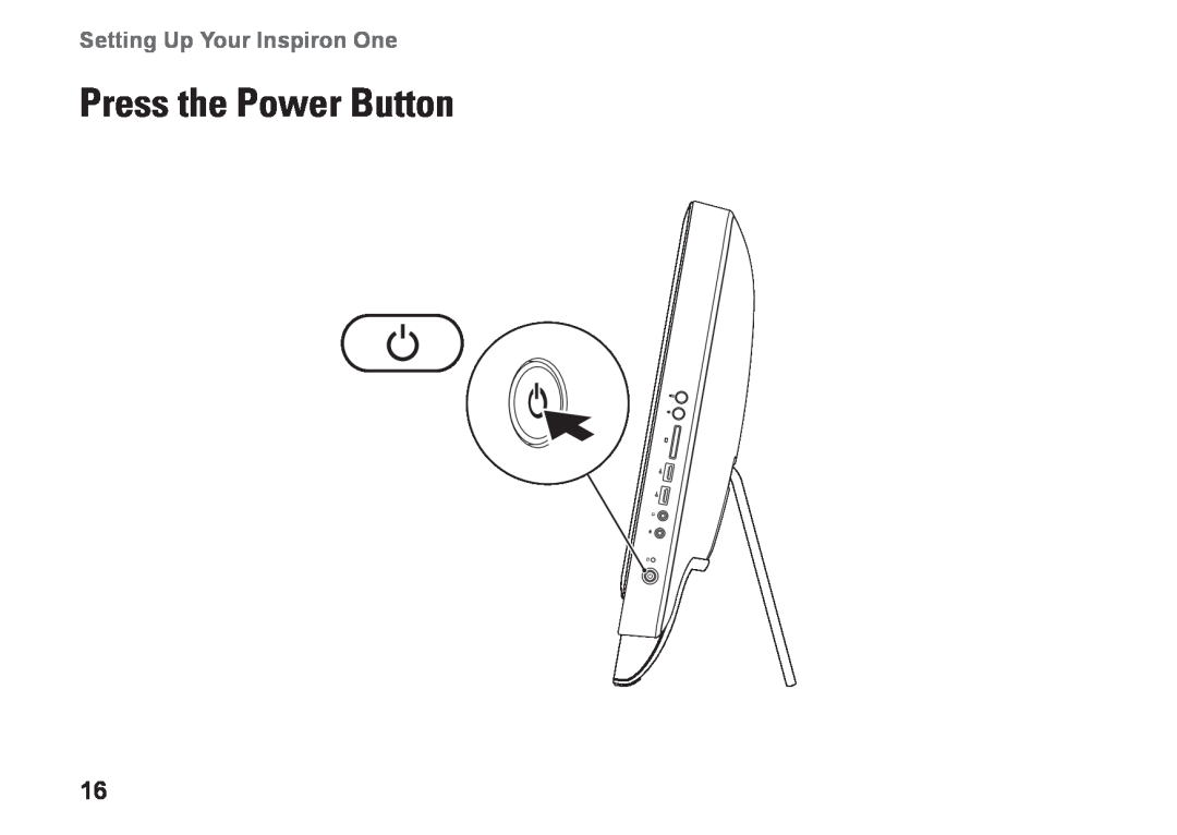 Dell W01C002, W01C001 setup guide Press the Power Button, Setting Up Your Inspiron One 