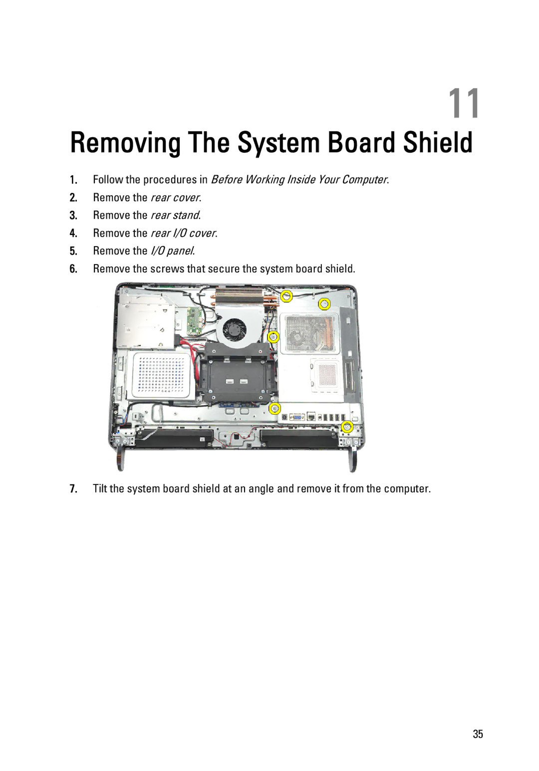 Dell W03C owner manual Removing The System Board Shield 