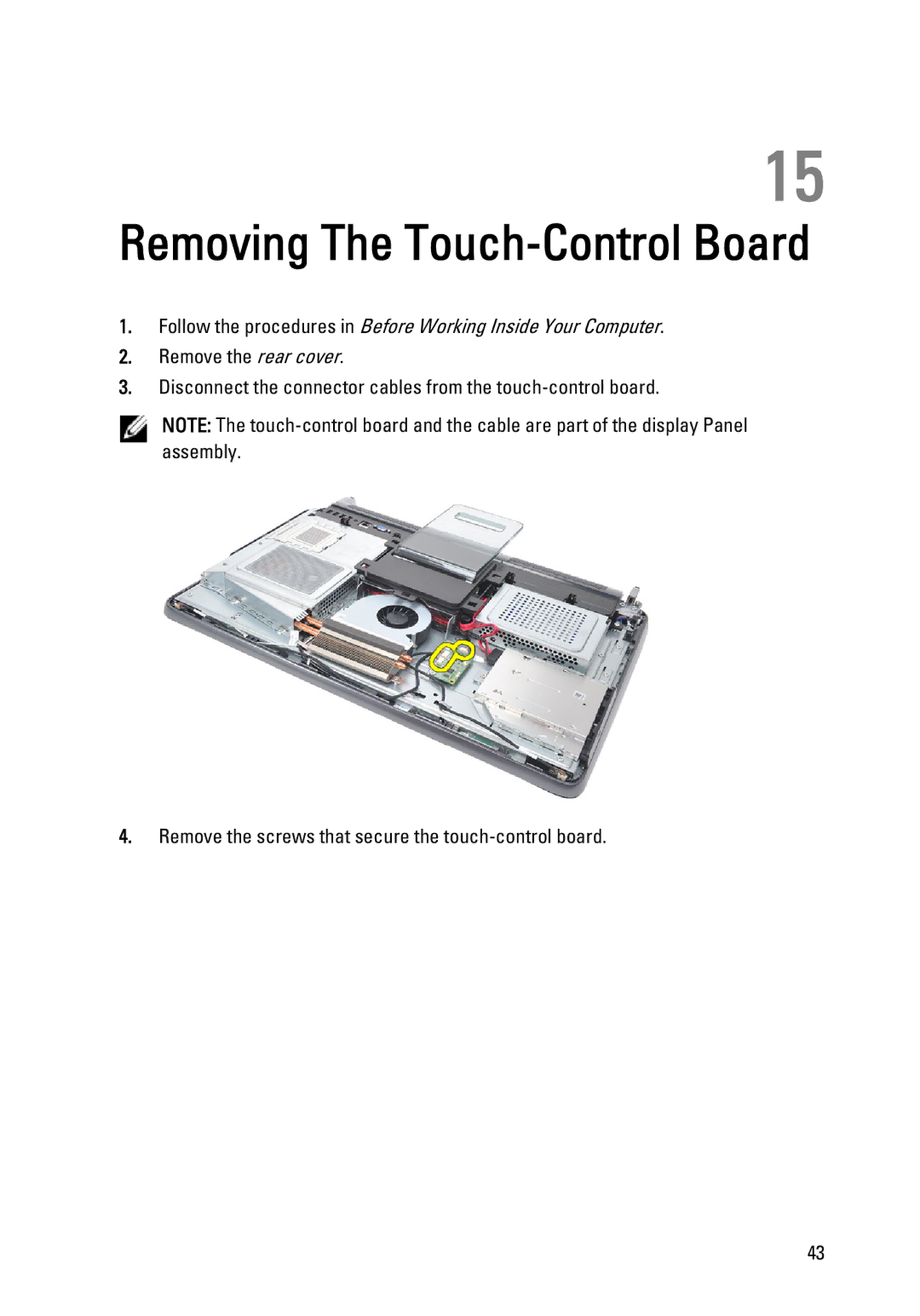 Dell W03C owner manual Removing The Touch-Control Board 