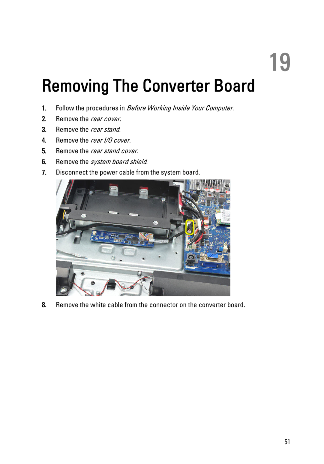 Dell W03C owner manual Removing The Converter Board 