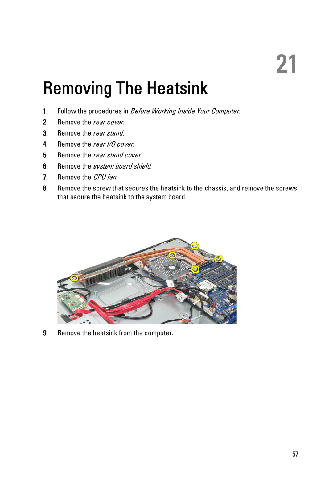 Dell W03C owner manual Removing The Heatsink 