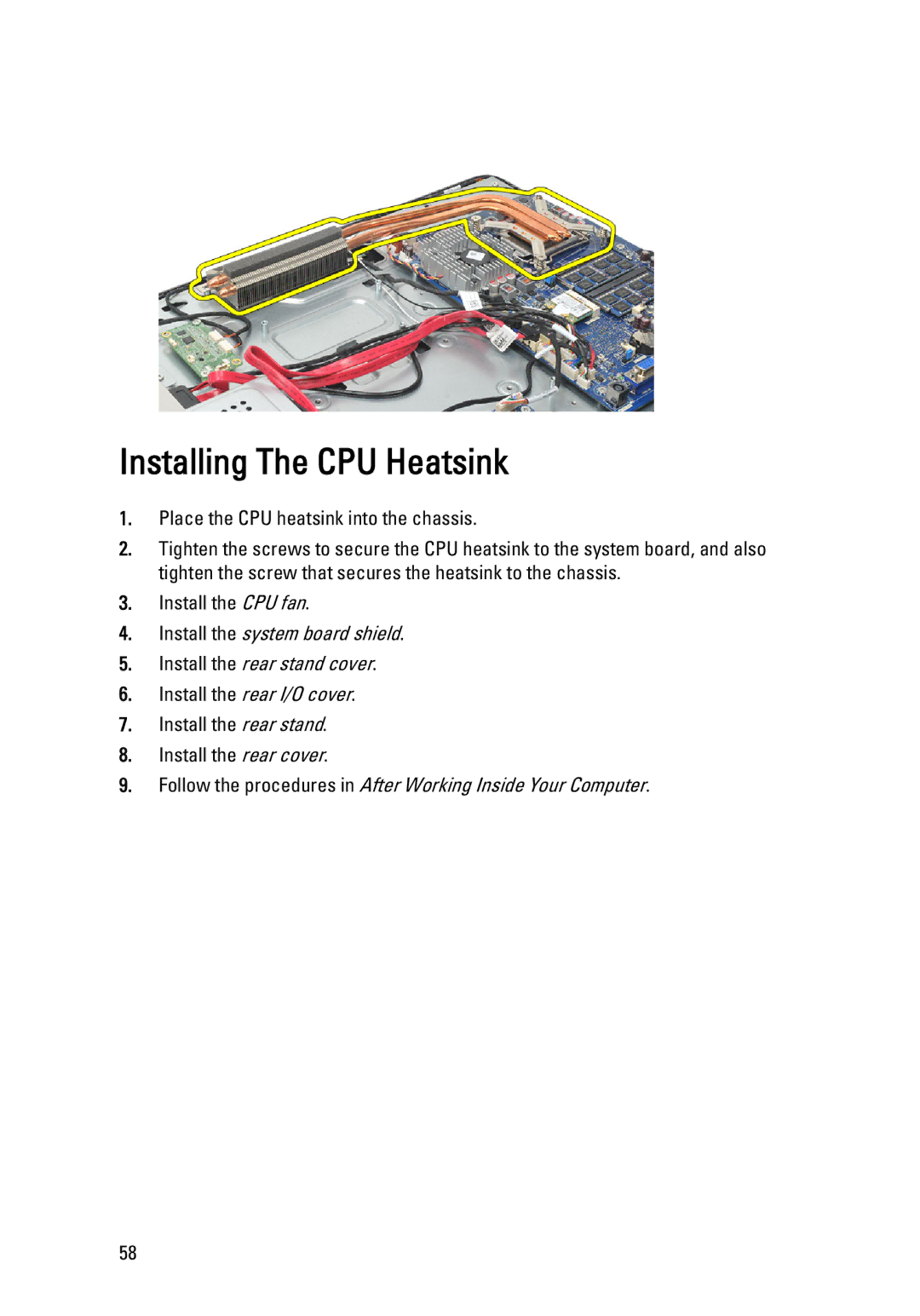 Dell W03C owner manual Installing The CPU Heatsink 