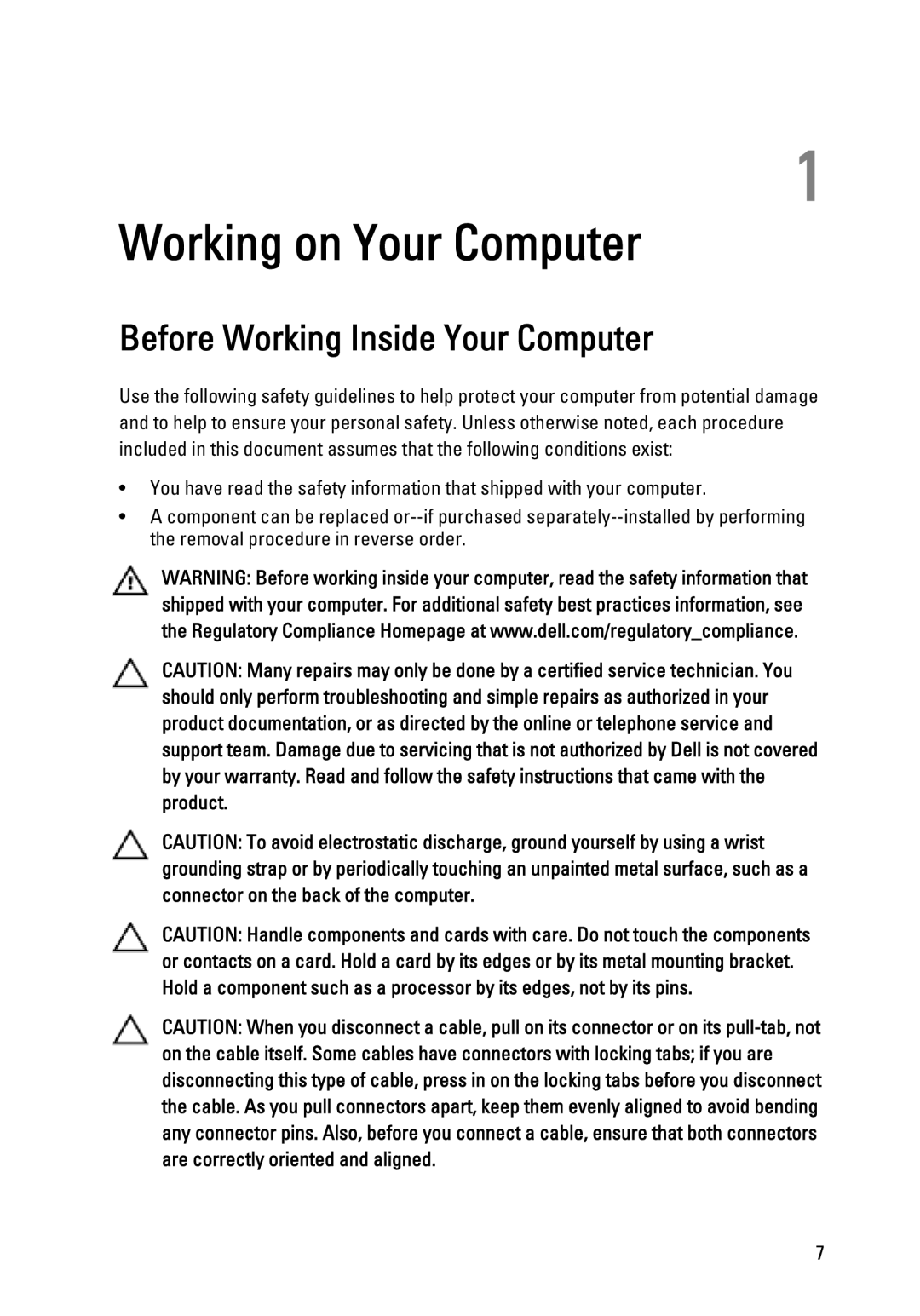 Dell W03C owner manual Working on Your Computer, Before Working Inside Your Computer 