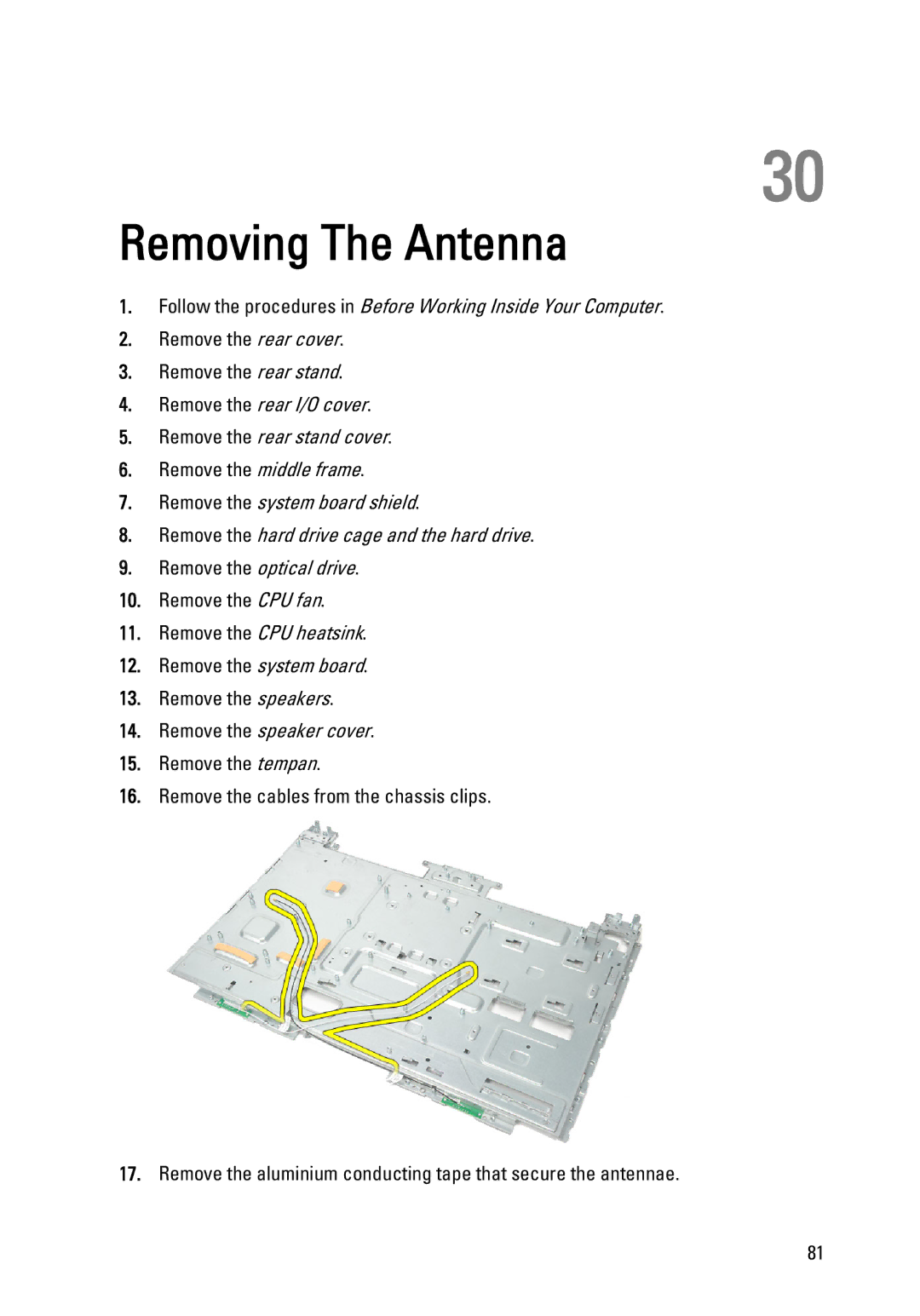 Dell W03C owner manual Removing The Antenna 