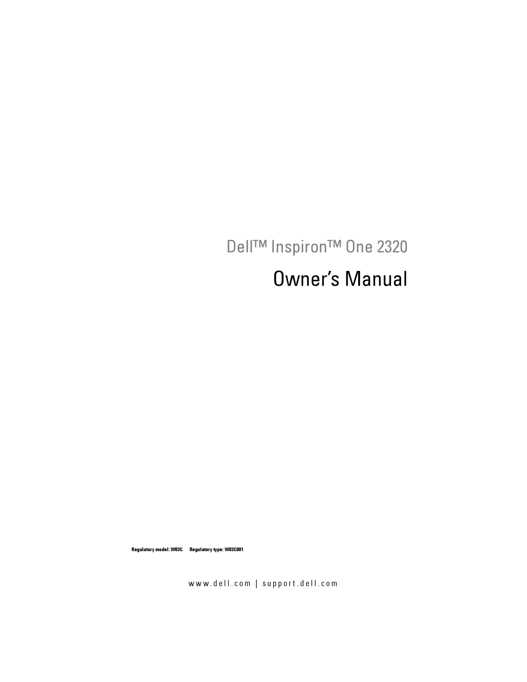 Dell W03C owner manual Dell Inspiron One 