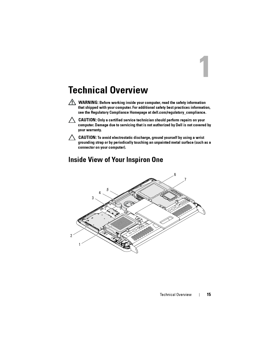 Dell W03C owner manual Technical Overview, Inside View of Your Inspiron One 