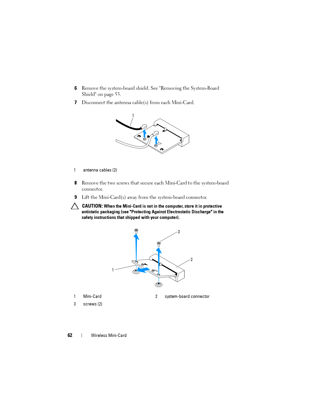 Dell W03C owner manual Antenna cables 