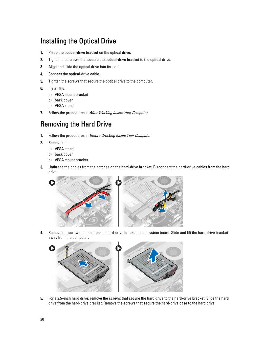 Dell W04C, 9010 owner manual Installing the Optical Drive, Removing the Hard Drive 