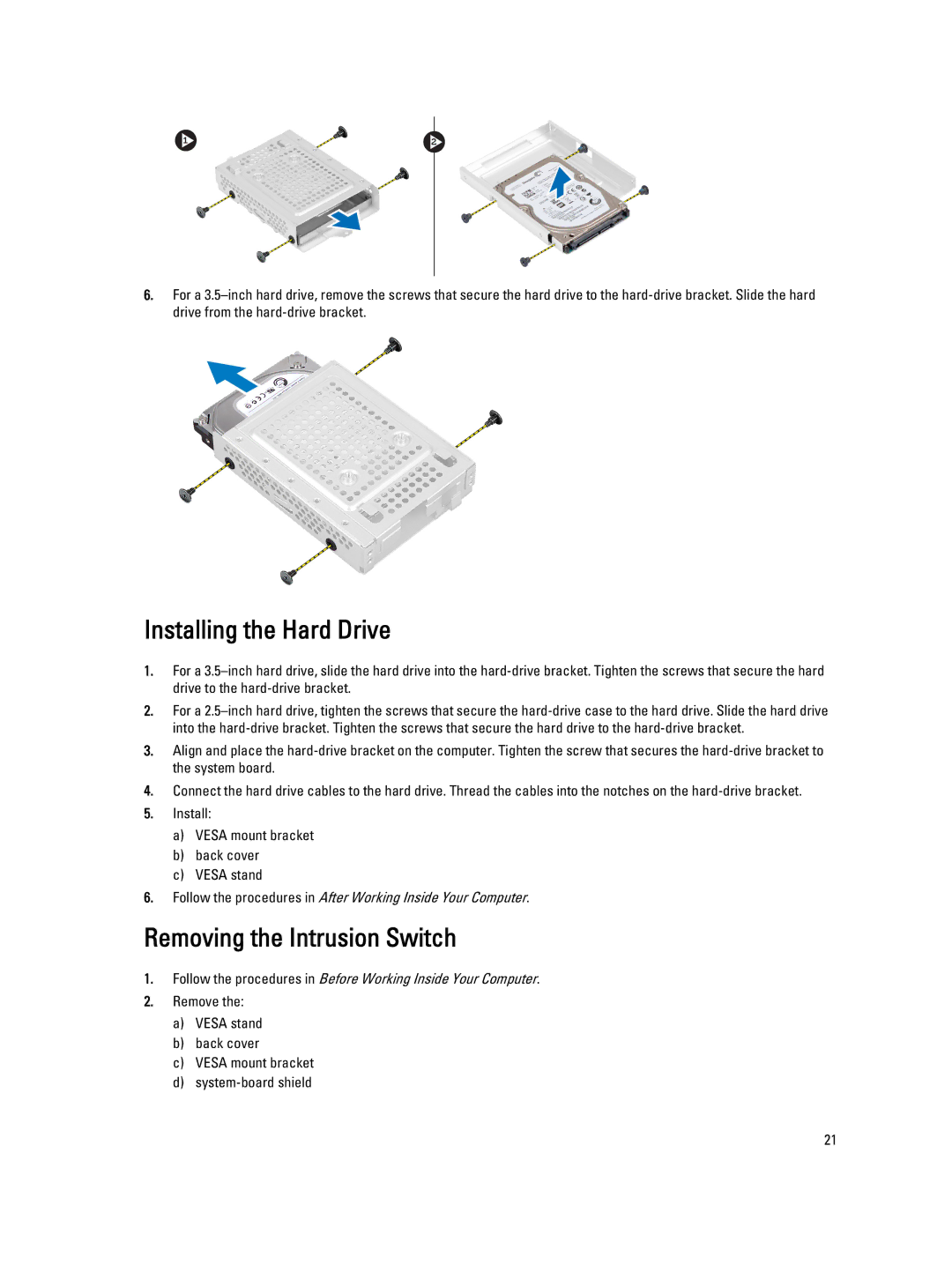 Dell 9010, W04C owner manual Installing the Hard Drive, Removing the Intrusion Switch 