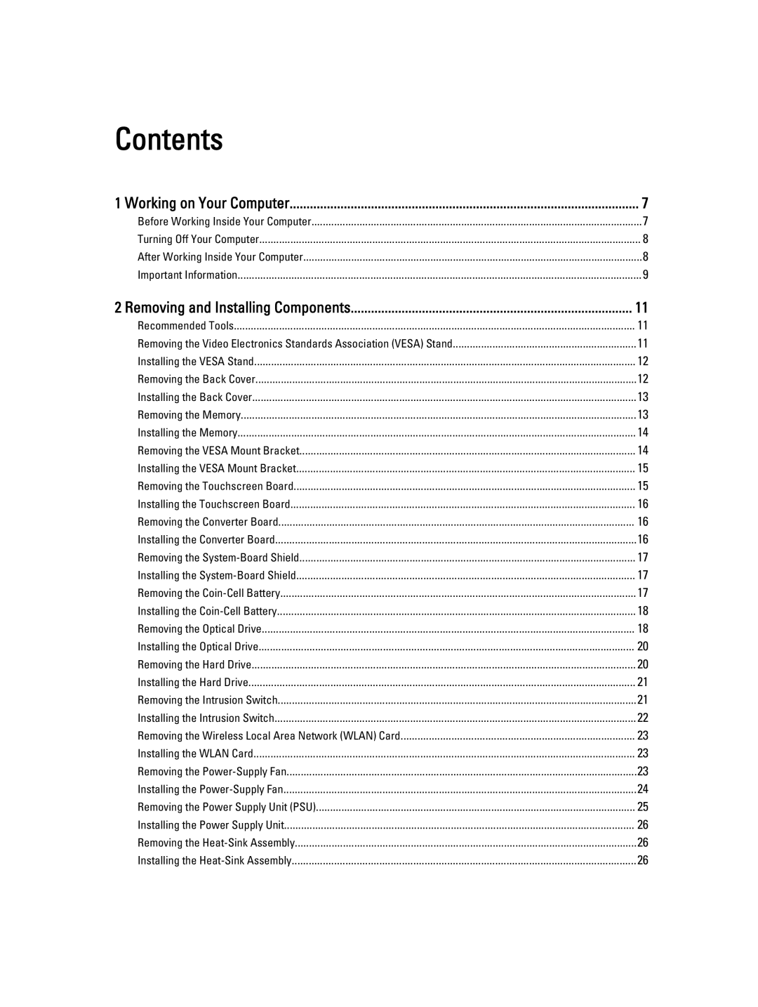 Dell 9010, W04C owner manual Contents 