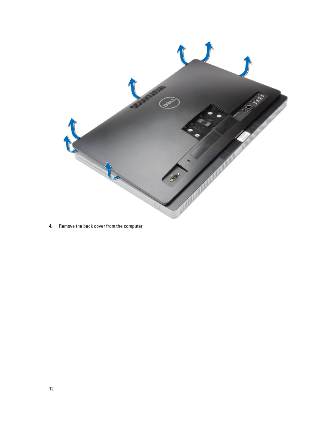 Dell W07B owner manual Remove the back cover from the computer 