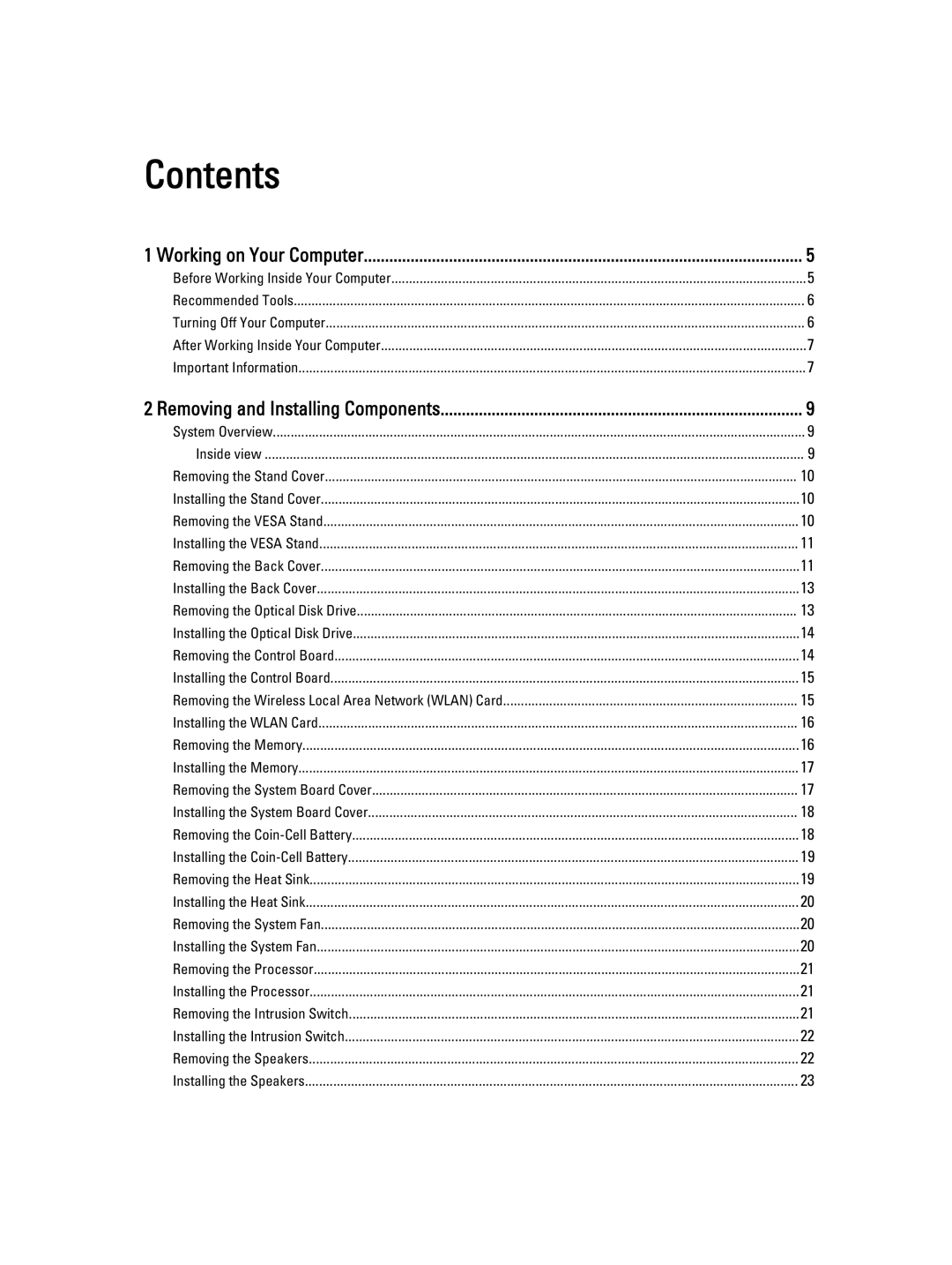 Dell W07B owner manual Contents 