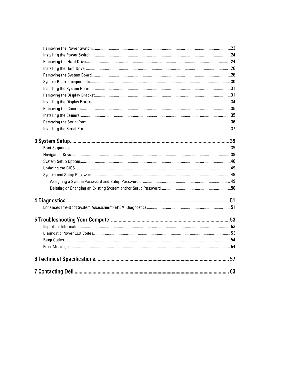 Dell W07B owner manual System Setup, Diagnostics, Troubleshooting Your Computer, Technical Specifications Contacting Dell 