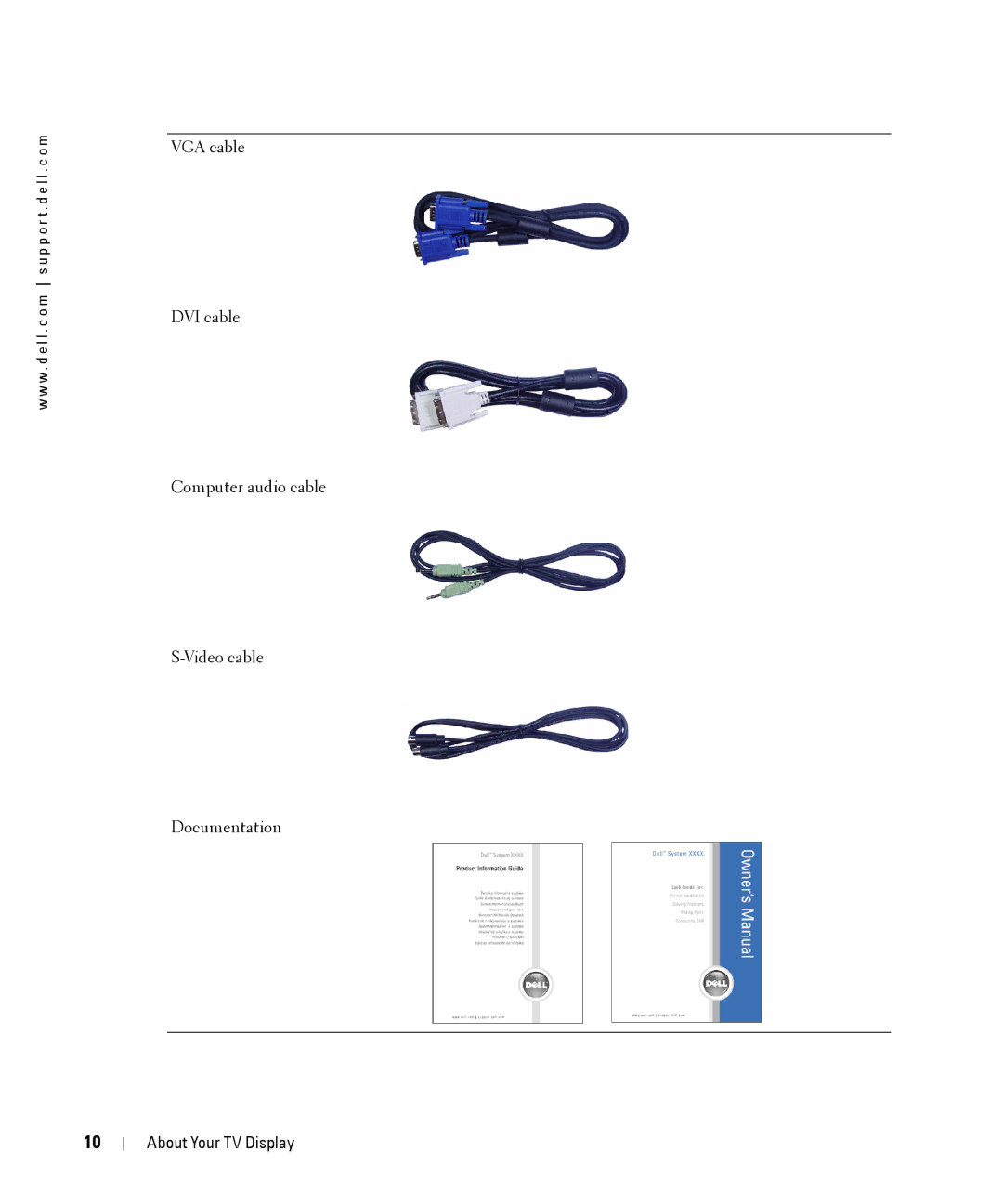 Dell W1900 owner manual About Your TV Display 