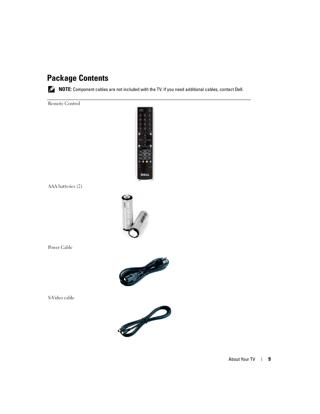 Dell W2600 owner manual Package Contents 