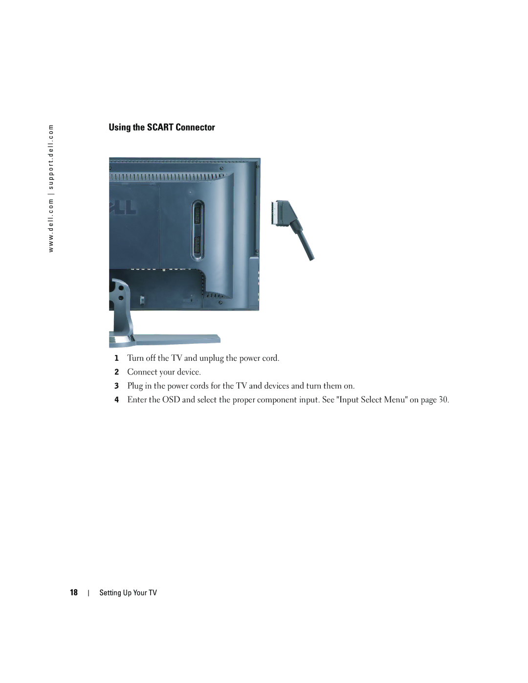 Dell W2600 owner manual Using the Scart Connector 