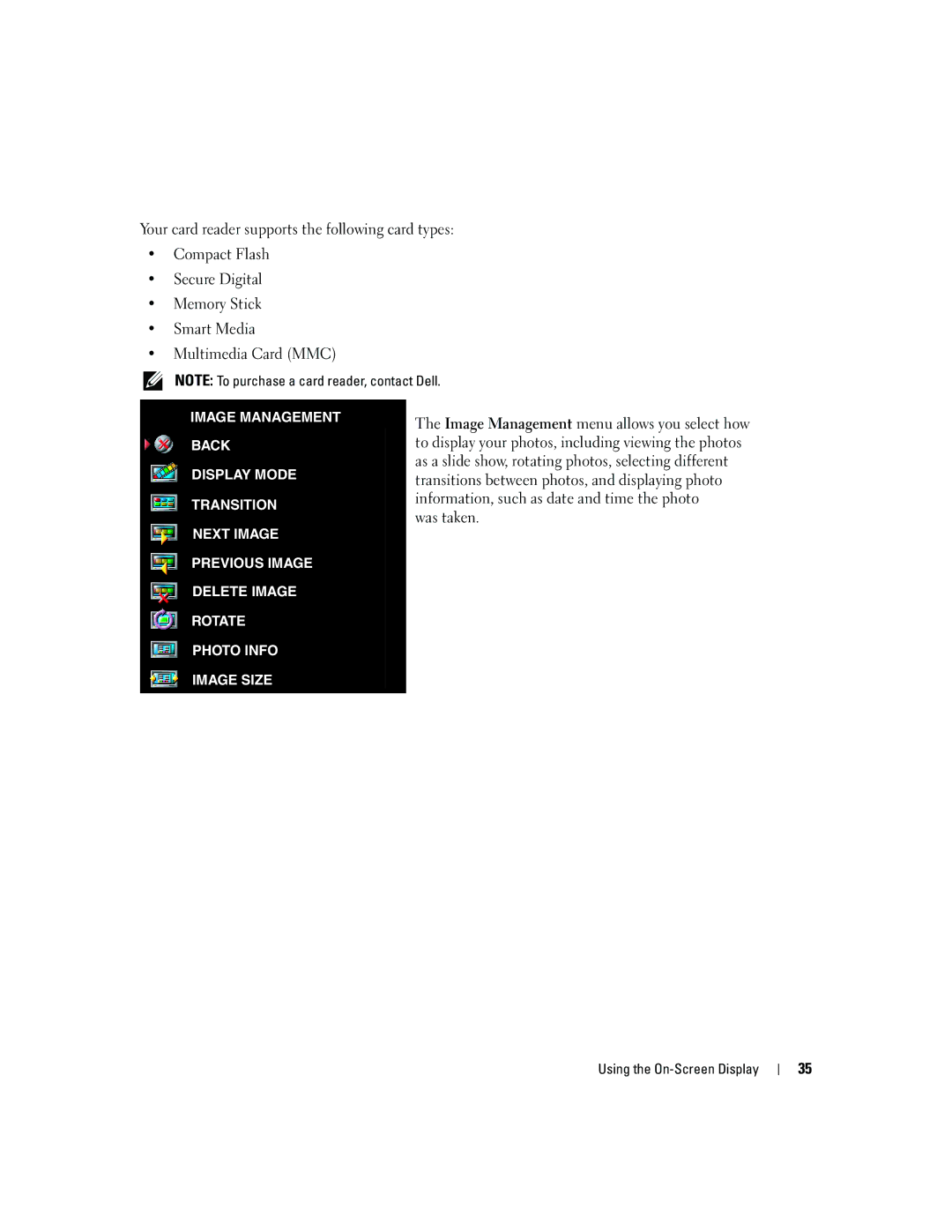 Dell W2600 owner manual Using the On-Screen Display 