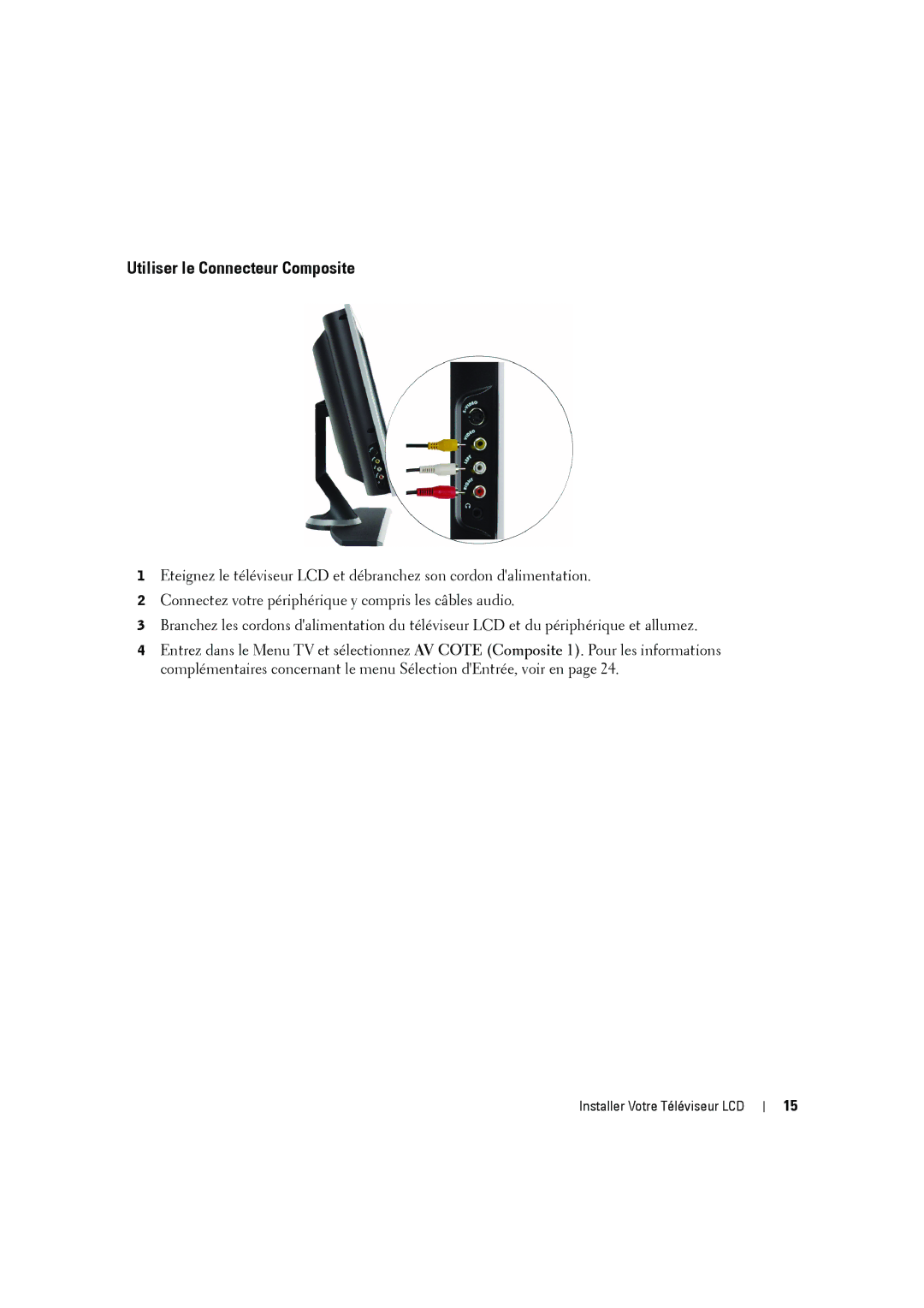 Dell W2606C owner manual Utiliser le Connecteur Composite 