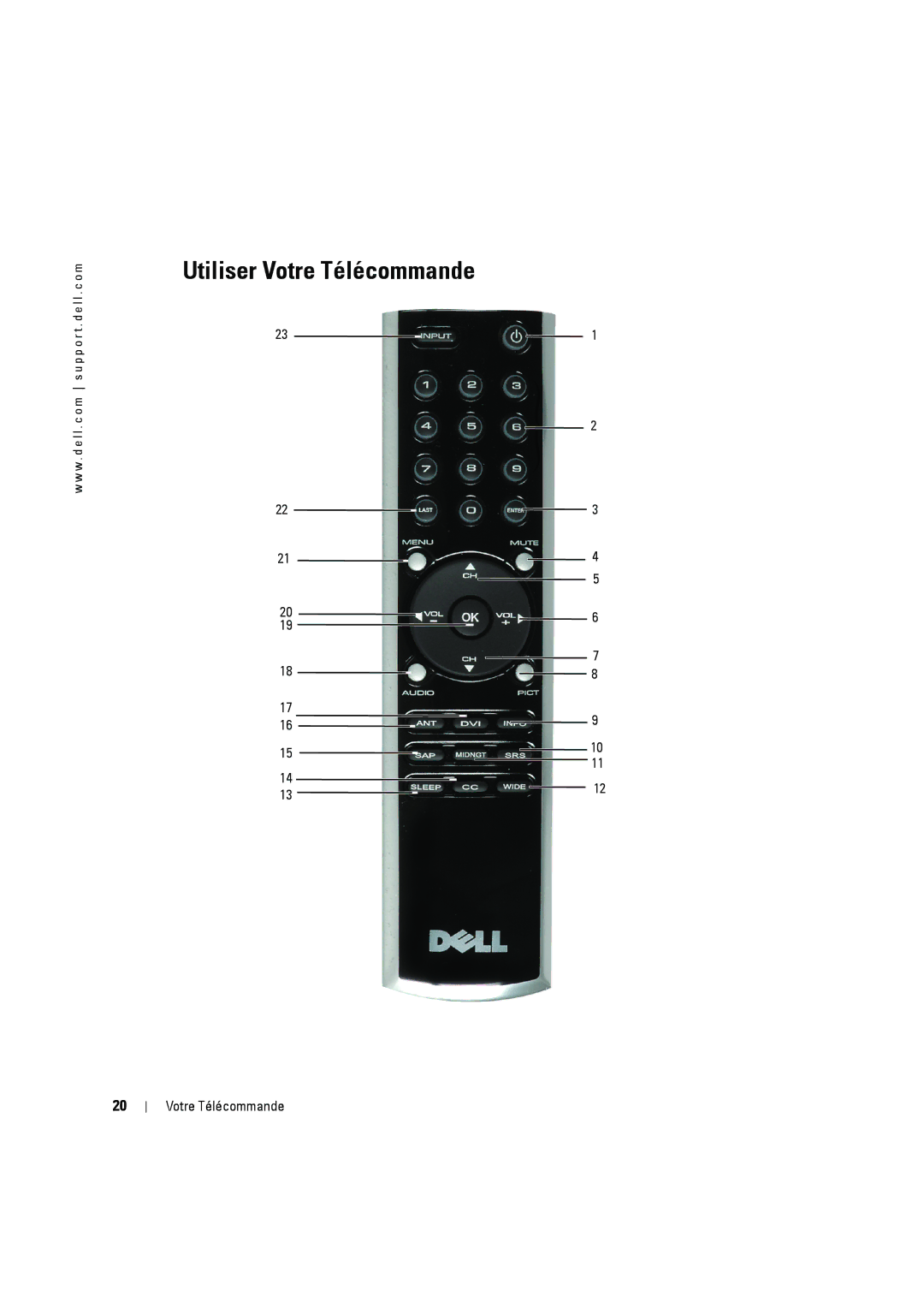 Dell W2606C owner manual Utiliser Votre Télécommande 