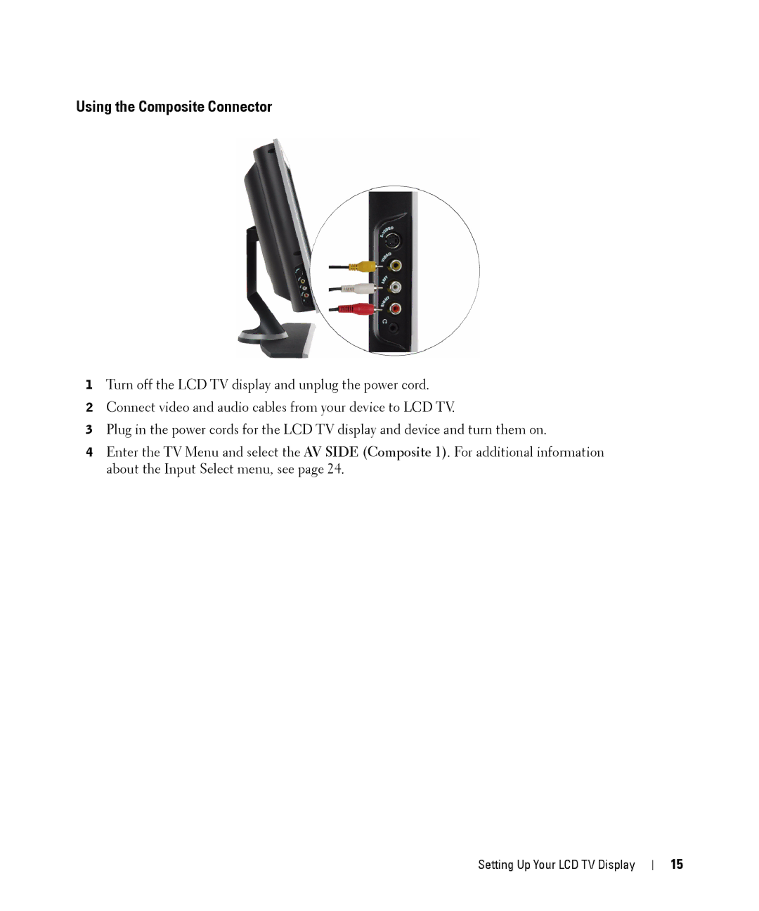 Dell W2606C owner manual Using the Composite Connector 