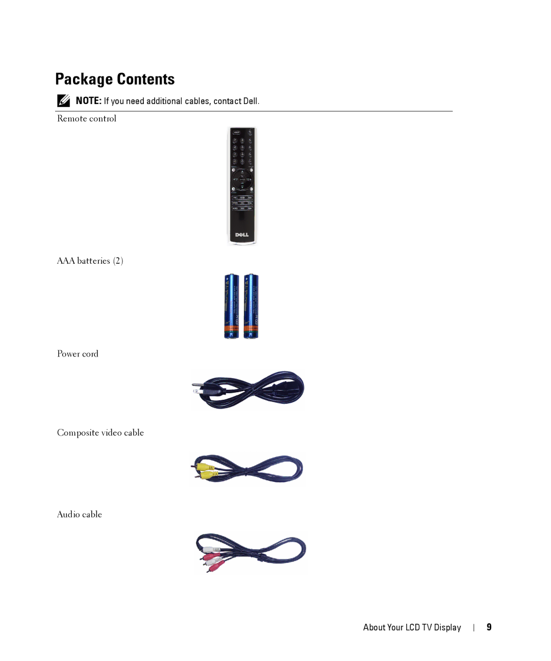 Dell W2606C owner manual Package Contents 