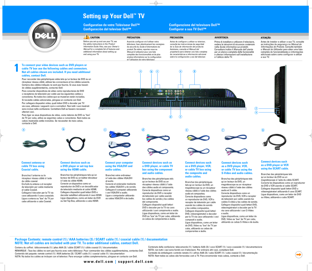 Dell W3202MC owner manual Connect devices such as, DVD player or set-top box, Using the Hdmi cable Audio cables 