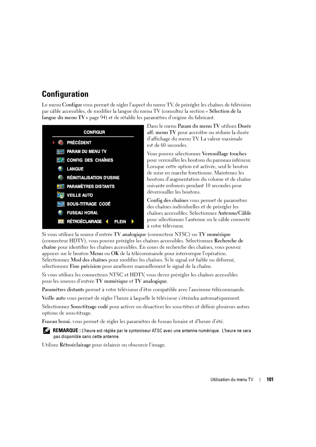 Dell W3707C owner manual Configuration, 101 