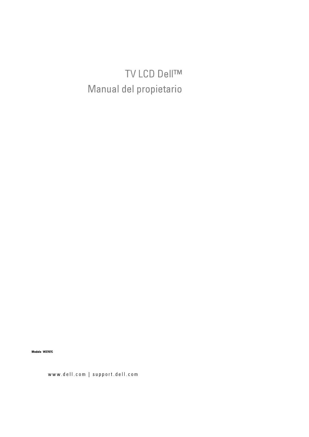 Dell W3707C owner manual TV LCD Dell Manual del propietario 