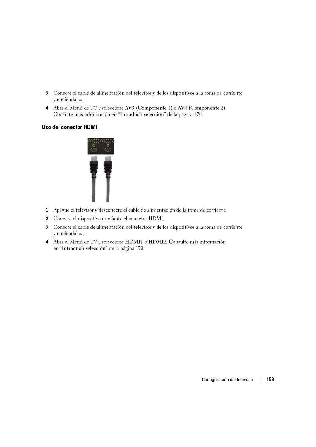 Dell W3707C owner manual Uso del conector Hdmi, 159 