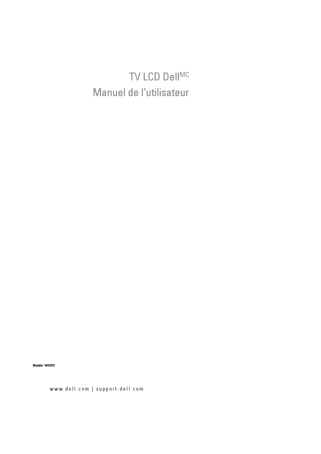 Dell W3707C owner manual TV LCD DellMC Manuel de l’utilisateur 