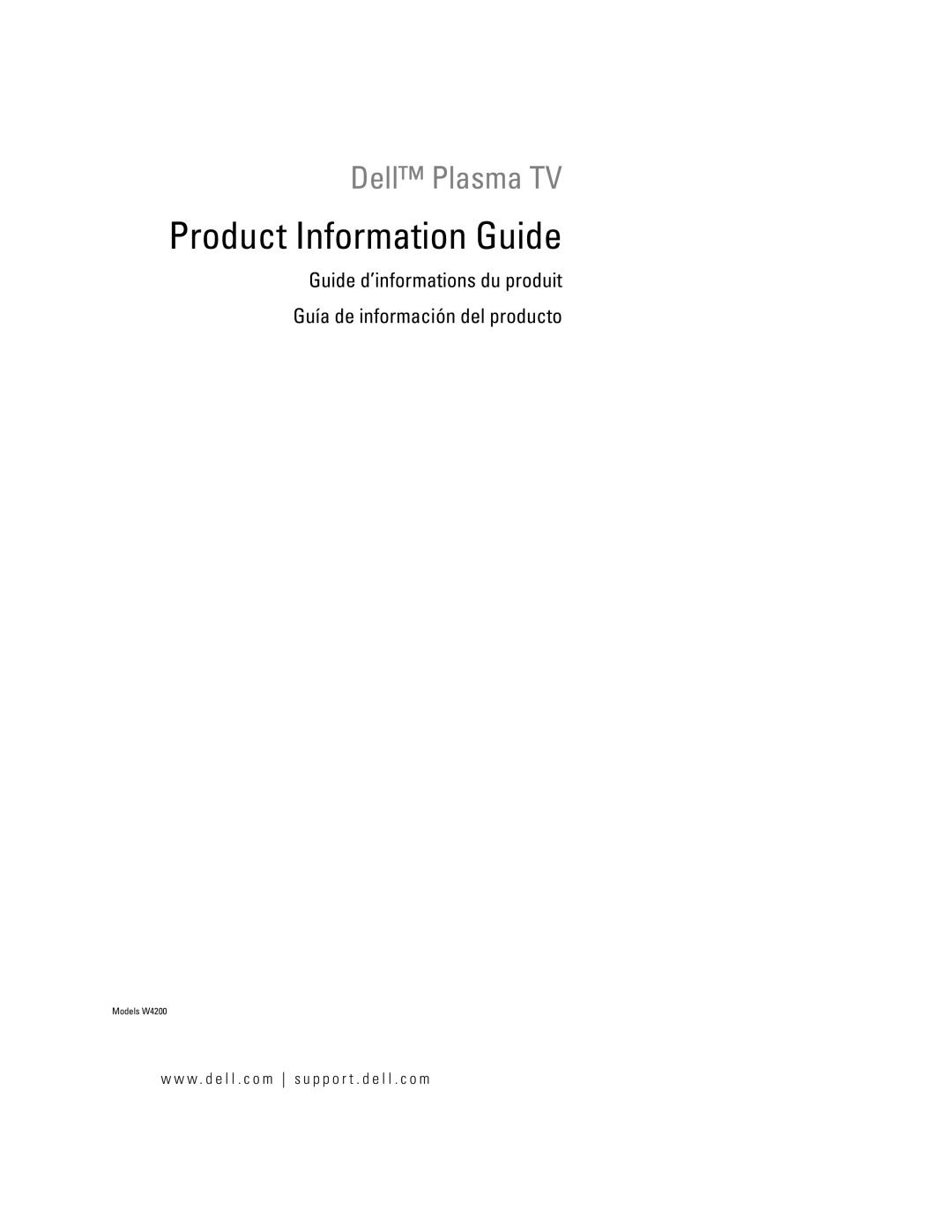 Dell W4200 manual Product Information Guide, W . d e l l . c o m s u p p o r t . d e l l . c o m 