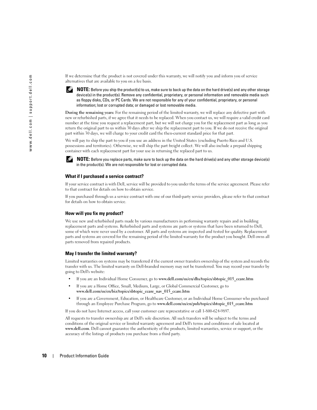 Dell W4200 What if I purchased a service contract?, How will you fix my product?, May I transfer the limited warranty? 