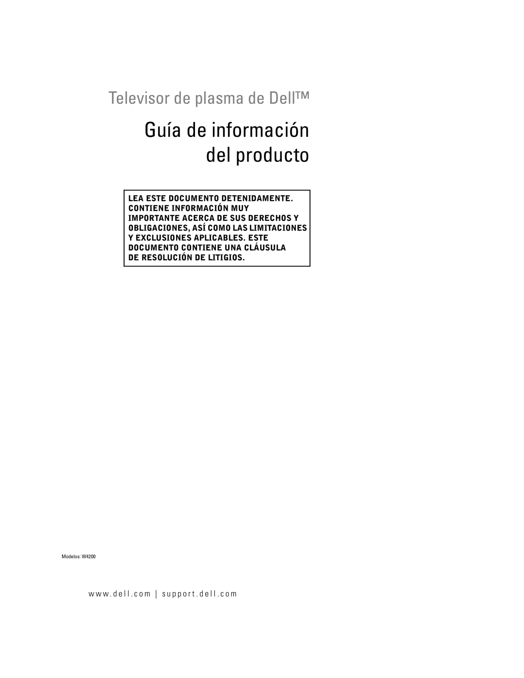 Dell W4200 manual Guía de información del producto 