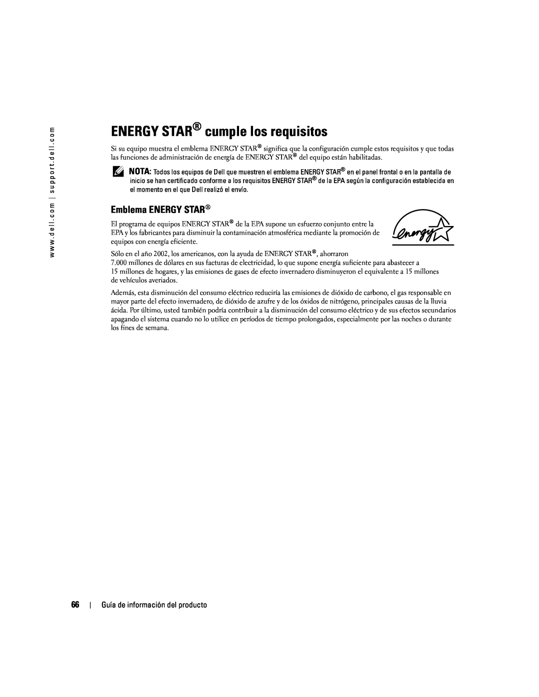 Dell W4200 manual ENERGY STAR cumple los requisitos, Emblema ENERGY STAR 