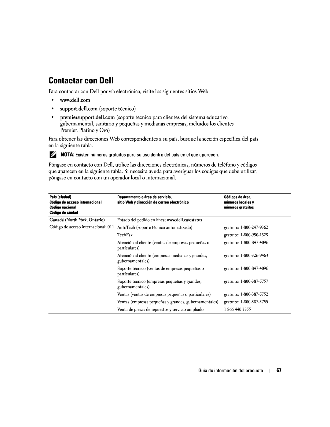 Dell W4200 manual Contactar con Dell, support.dell.com soporte técnico 