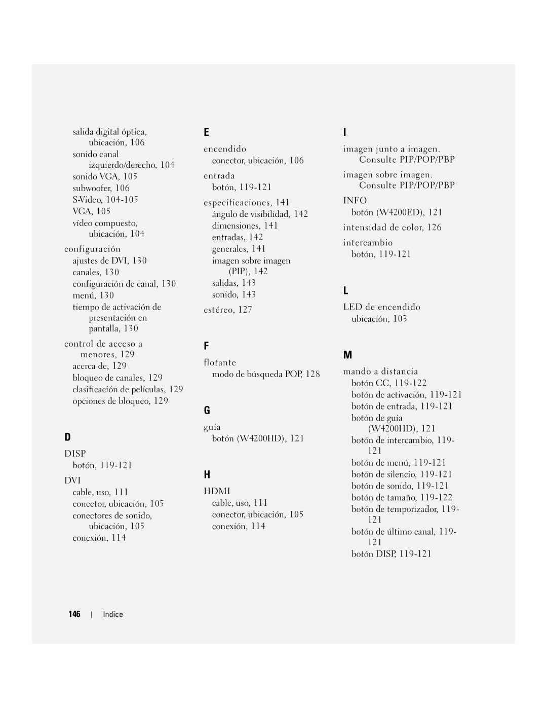 Dell W4200HD, W4200ED owner manual Imagen sobre imagen PIP 