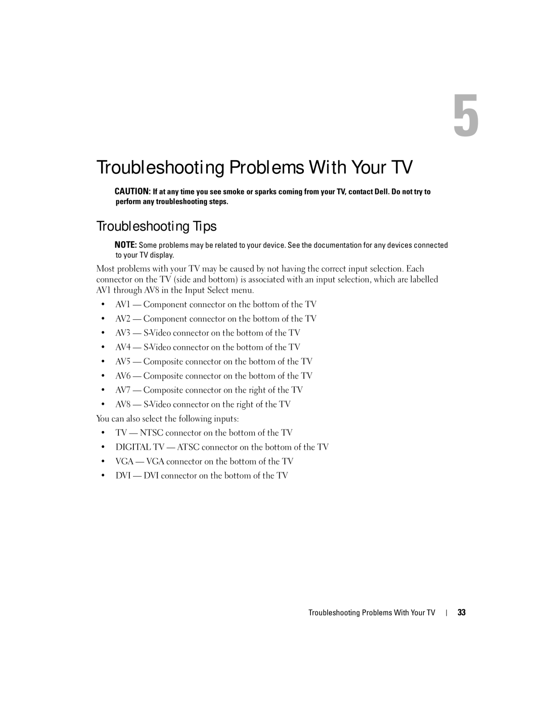 Dell W4200ED, W4200HD owner manual Troubleshooting Problems With Your TV, Troubleshooting Tips 