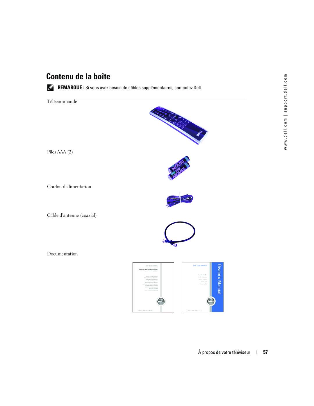 Dell W4200ED, W4200HD owner manual Contenu de la boîte 