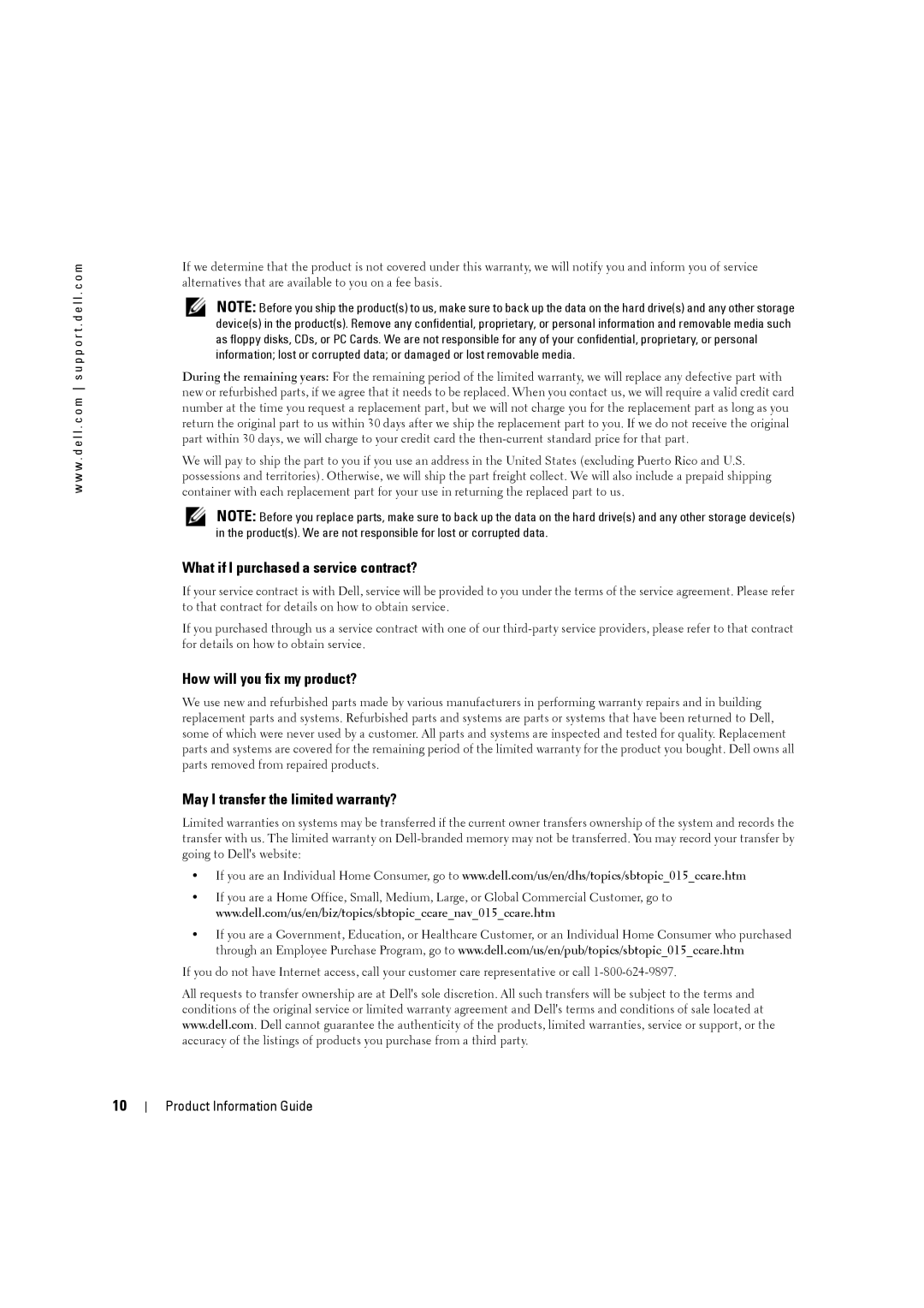 Dell W3201C What if I purchased a service contract?, How will you fix my product?, May I transfer the limited warranty? 