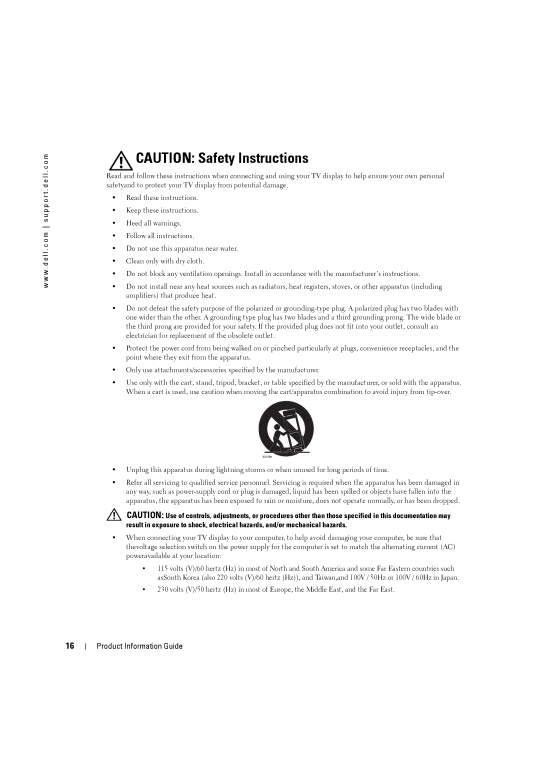 Dell W3201C, W4201C, W5001C manual Product Information Guide 