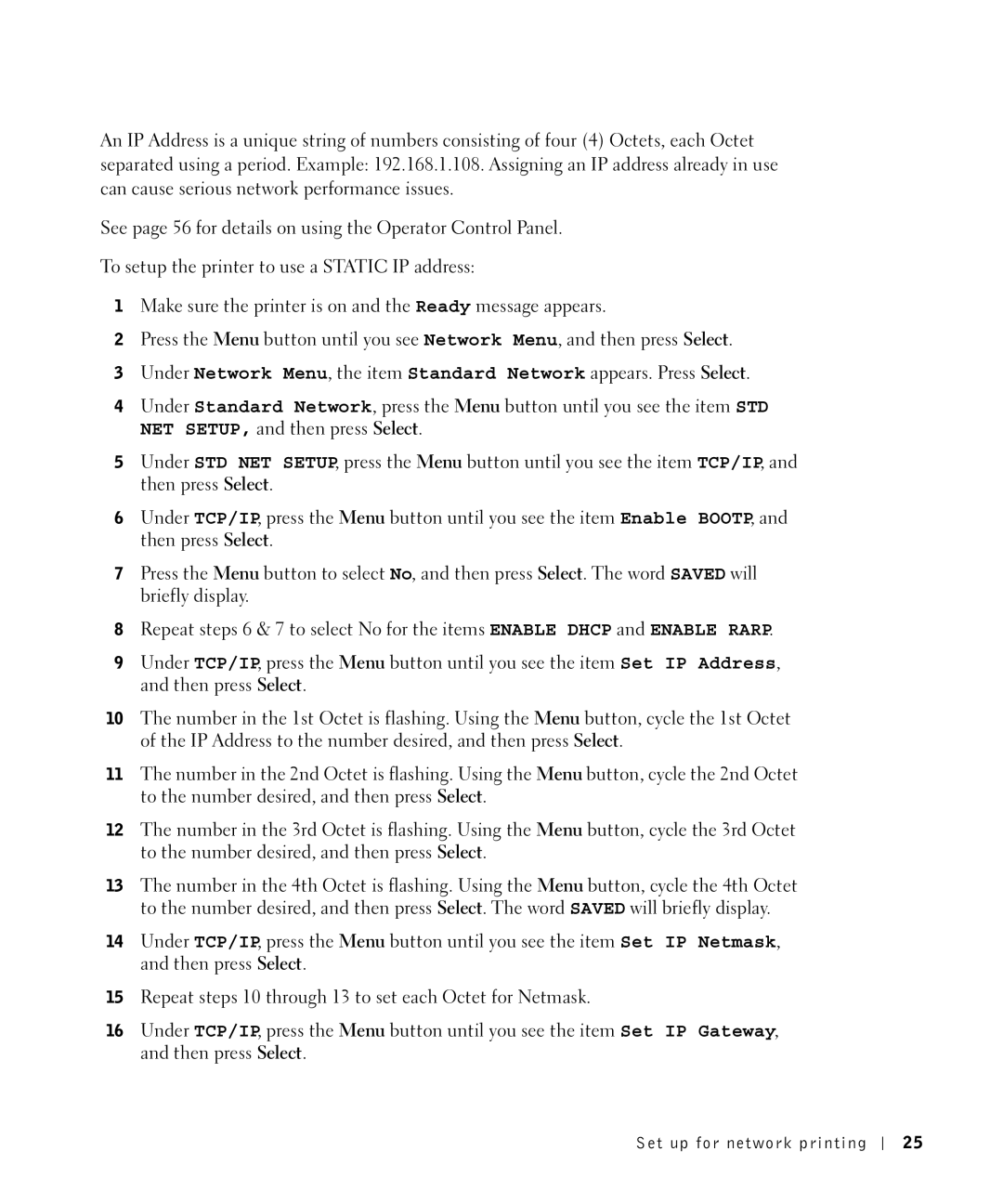 Dell W5300 owner manual Set up for network printing 