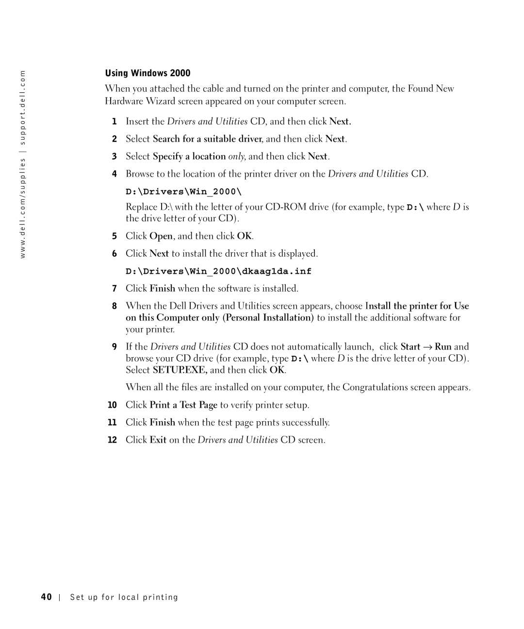 Dell W5300 owner manual Drivers\Win2000 