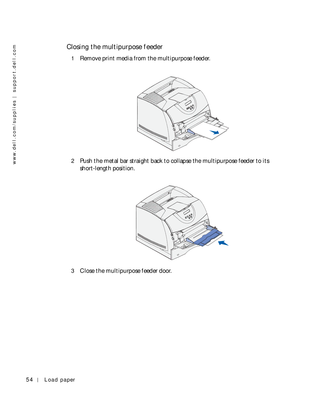 Dell W5300 owner manual Closing the multipurpose feeder 