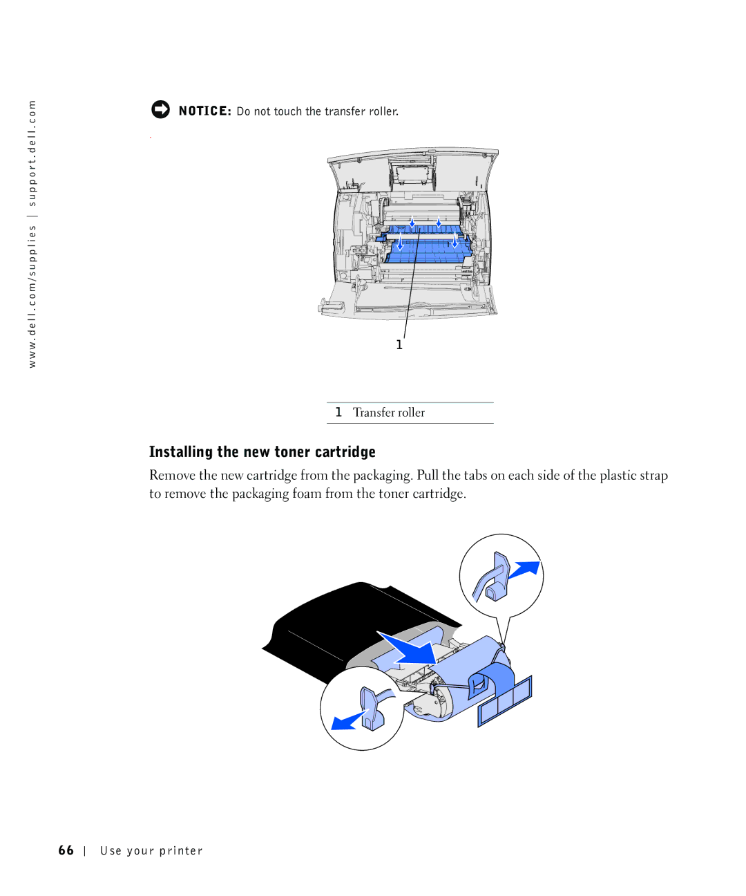 Dell W5300 owner manual Installing the new toner cartridge 